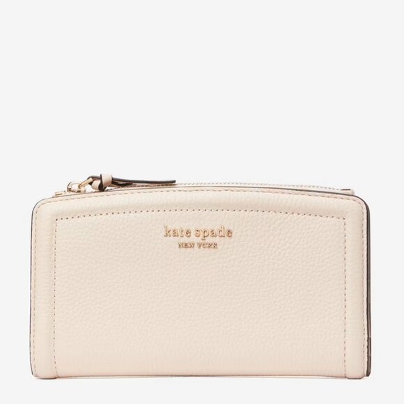 kate spade | Bags | Kate Spade Knott Pebbled Leather Zip Slim Wallet ...